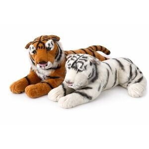 Vintage Westcliff White Tiger & Bengal Tiger Plush 27" Large Stuffed Animal Pair
